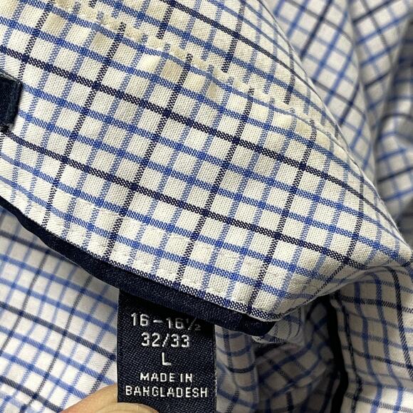 Tommy Hilfiger Button Up Shirt Mens Size Large L Blue White Gray Plaid FLAW - Picture 8 of 9